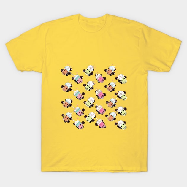 Cute Boba Bubble Tea  Pattern Design Merch T-Shirt by Bubbly Tea